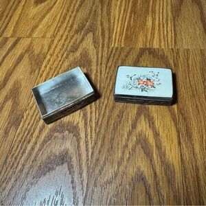 VTG Mirrored Trinket Box Birds & Floral Design Small Jewelry Case Vanity